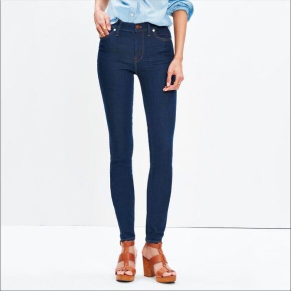 MADEWELL | Skinny Skinny Ankle High Riser Jeans Dark Denim Women’s Size 26 (2) - Picture 1 of 10